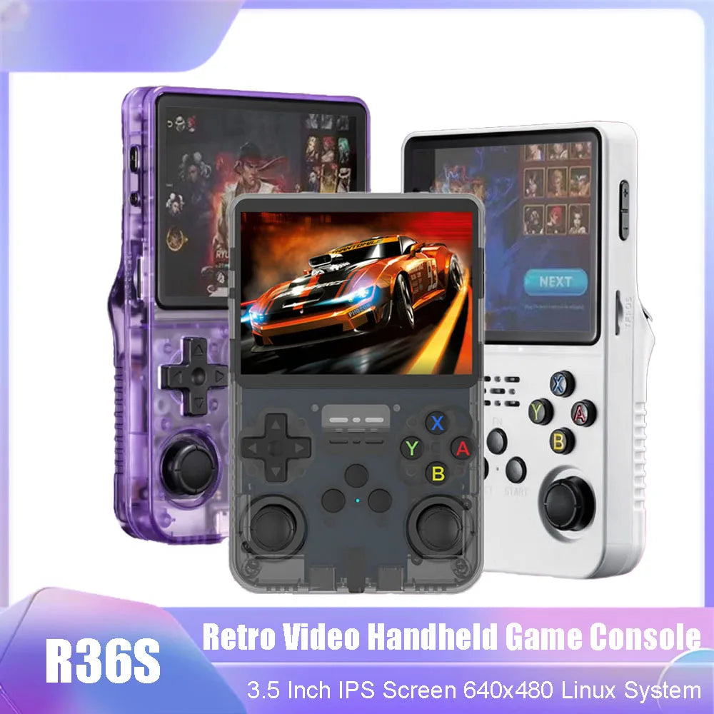 Console de Jogo Portátil R36s Tela IPS 3.5