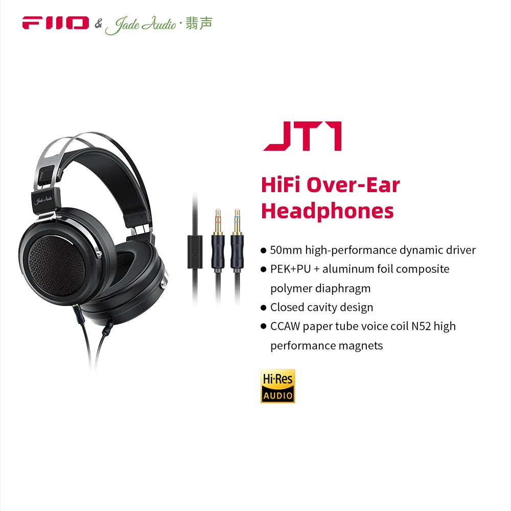 FiiO JT1 Fone de Ouvido de Estúdio com Fio 3,5 mm – OctoShop